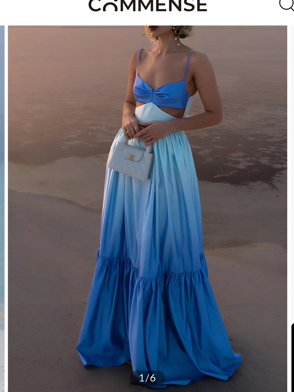 Commense Blue Ombre Cutout Maxi Dress